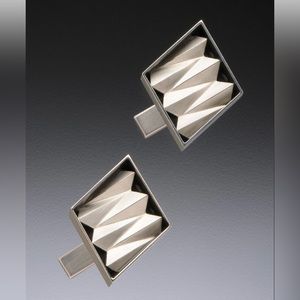 Sterling Silver Origami Cufflinks- Handcrafted Contemporary Jewelry